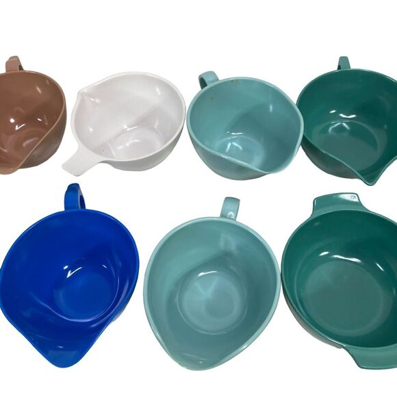 Vtg 60's Coffee Cups Mugs Lot 20 pieces Melamine Blue Pink‎ Green Teal Brown Tan - Picture 3 of 15